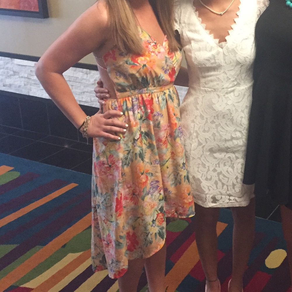 Light creamsicle floral dress